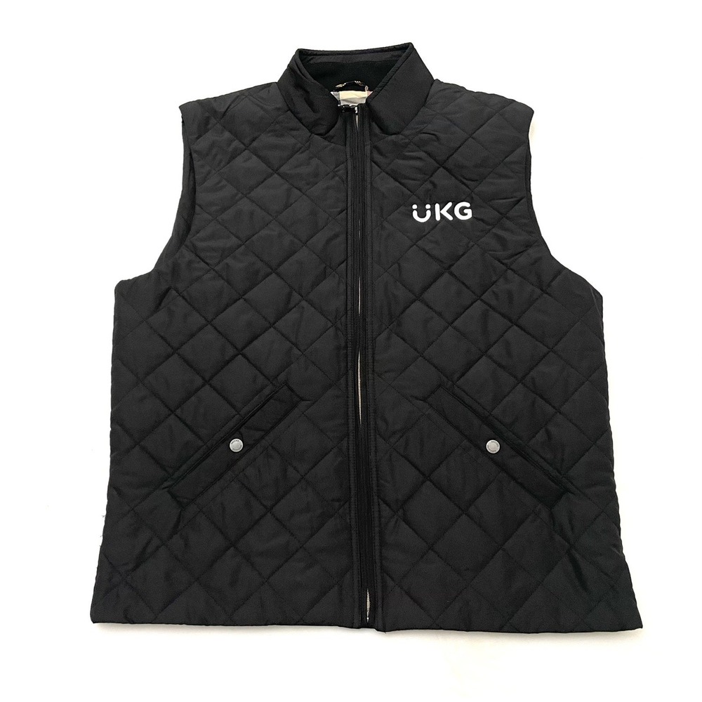 Brooks Brothers Full Zip Quilted Vest Men's Large Black Logo Preppy Golf Casual